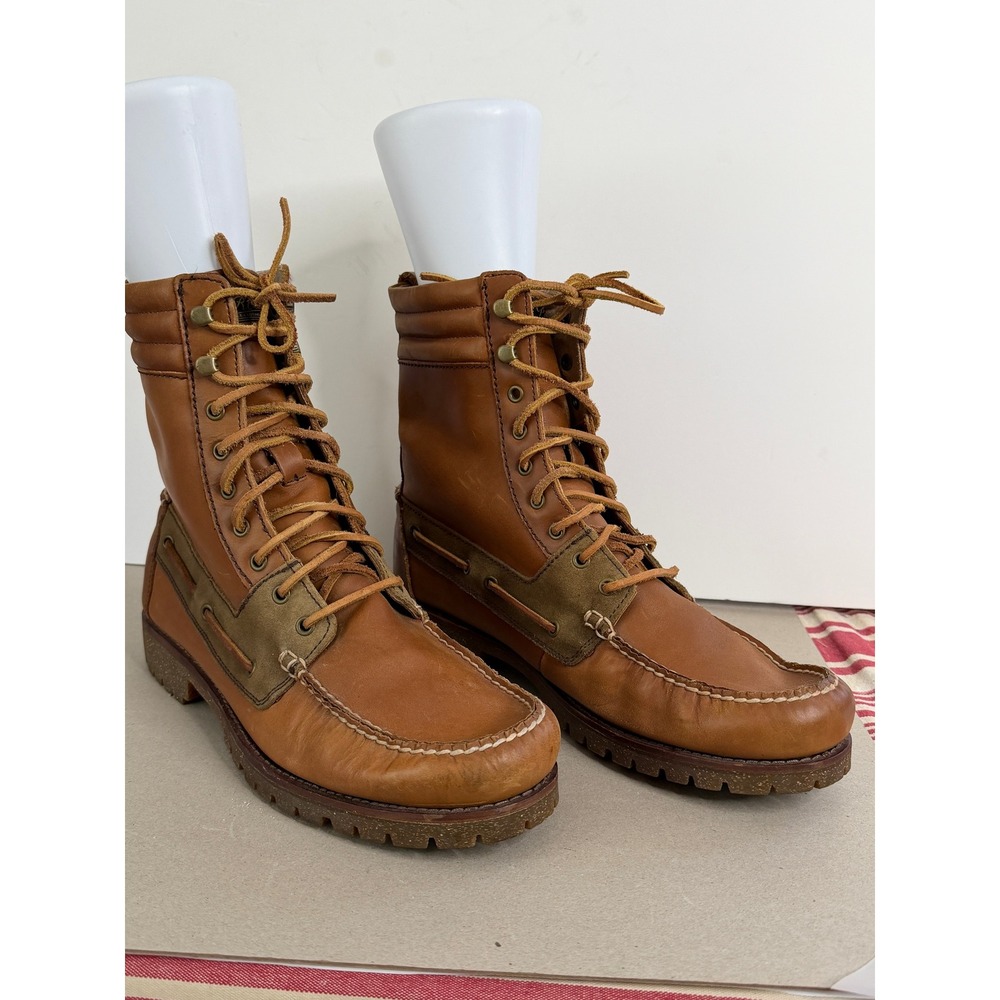 Polo Ralph Lauren Regiment Boots Mens 10.5D Tan Brown Leather Rugged Outdoor